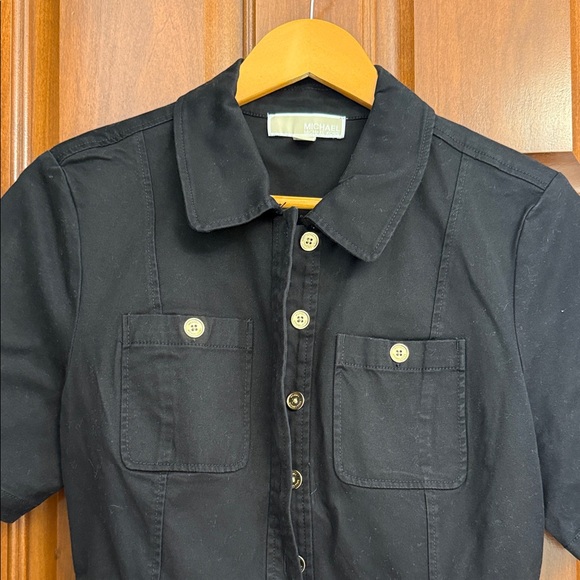 Michael Kors Black Short Sleeve Dress with Gold Chain Belt - Picture 2 of 7